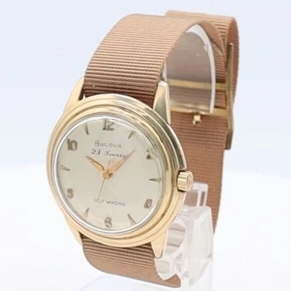 Vintage 1957 Bulova 23 Men\'s Automatic Wristwatch 10 BPAC USA Steel & 10k RGP